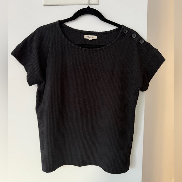 Madewell Tops - Madewell Black Button-Shoulder Tee